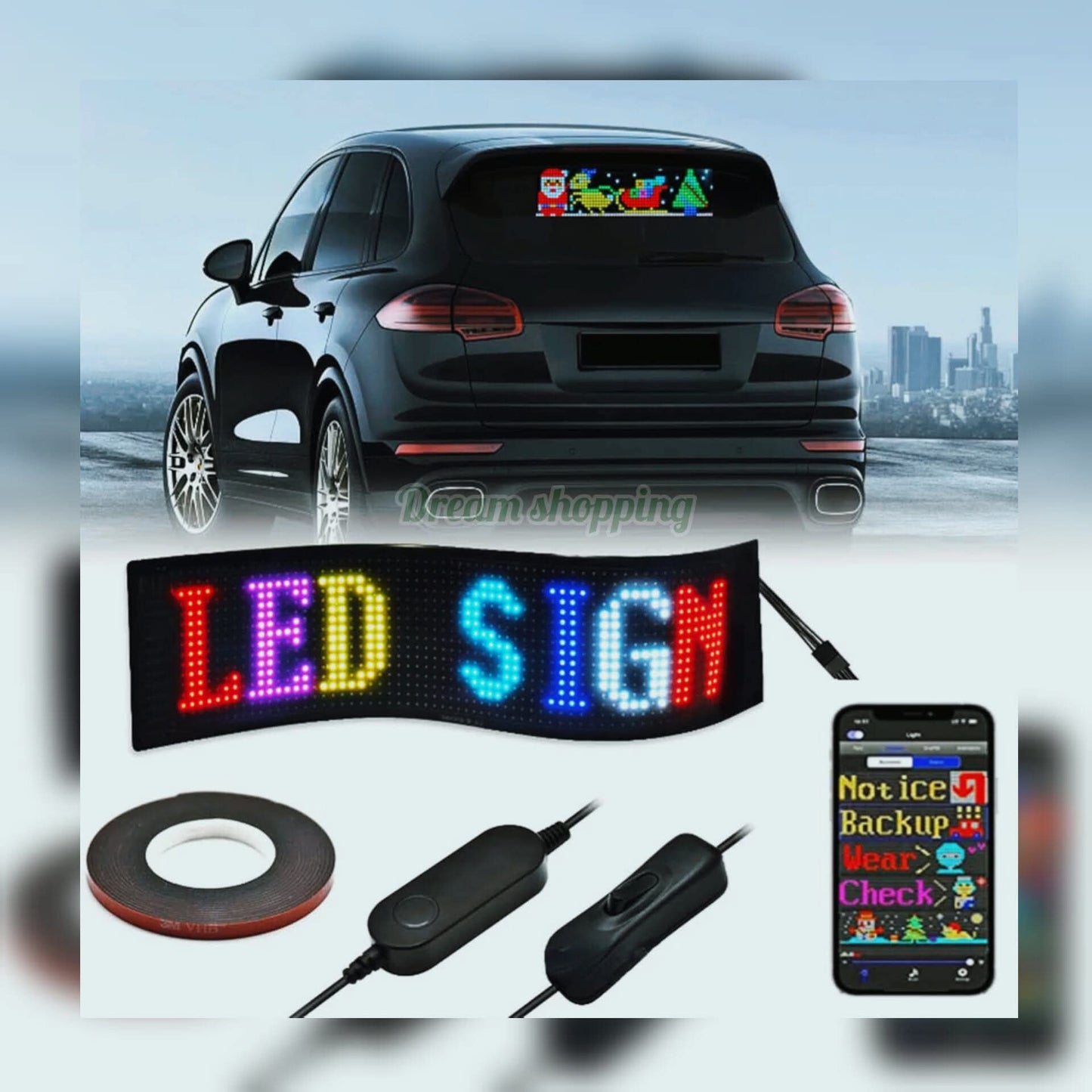 لافتة LED مرنة وذكية لسيارتك