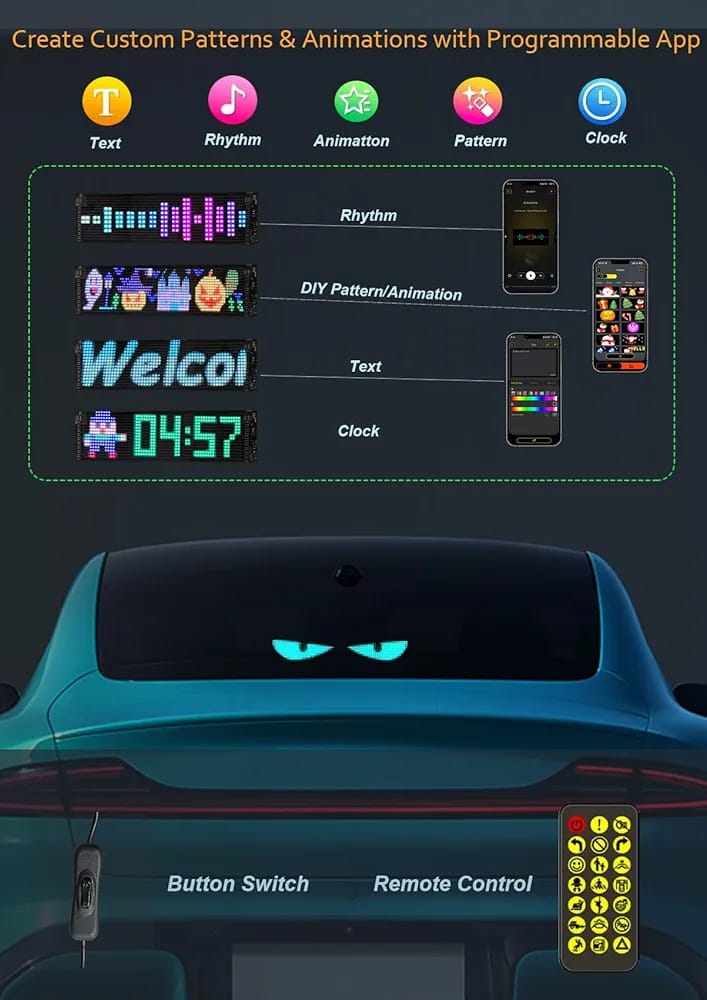 لافتة LED مرنة وذكية لسيارتك